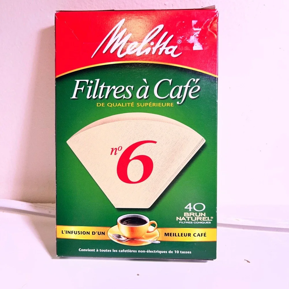 Melitta‎ #6 Coffee Filters Natural Brown 40 Count Super Premium Cone Unbleached